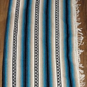 Striped Blue and White Throw Rug